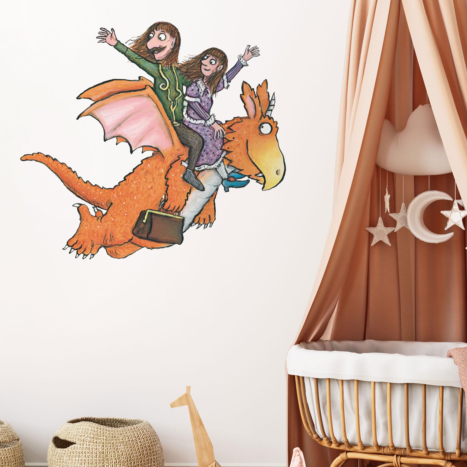 Stickerscape Zog With Gadabout And Pearl - Large Zog Wall Stickers (With Gadabout And Pearl - Large) | Gruffalo And Friends | Child's Bedroom Wall Decor | Easy To Apply, Cleanly Removable