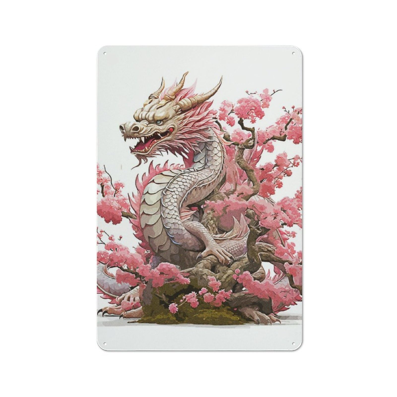 Junmoney Dragon Pink Japan Vintage Printed Metal Sign 30X20cm For Workshop Wall, A Decorative Gift For A Newly Furnished Workshop