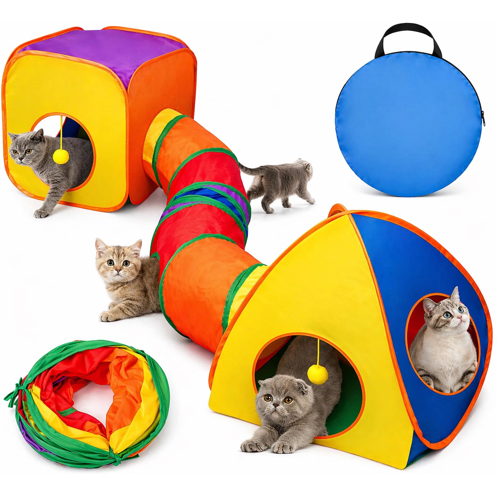 Rypet Rainbow 3-in-1 Cat Tunnel Set