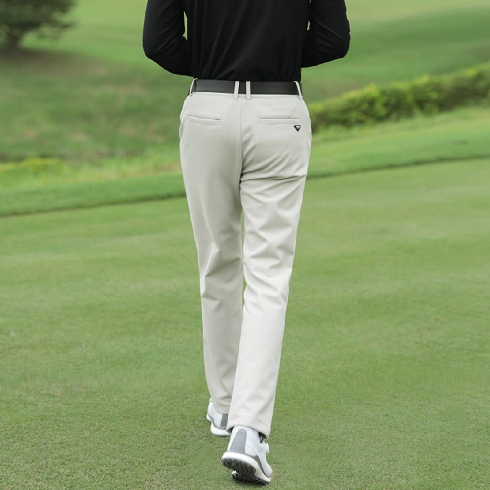 FGRID Męskie spodnie golfowe Slim-Fit Stretch, letnie lekkie spodnie dresowe, spodnie podróżne, szybkoschnące spodnie robocze do gry w golfa,Khaki,XL