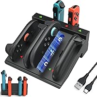 Vista 1 de Cargador de controlador de interruptor para Nintendo Switch 2 y 1 y OLED, base de carga rápida Joycon 8 en 1, estación de carga Joycon