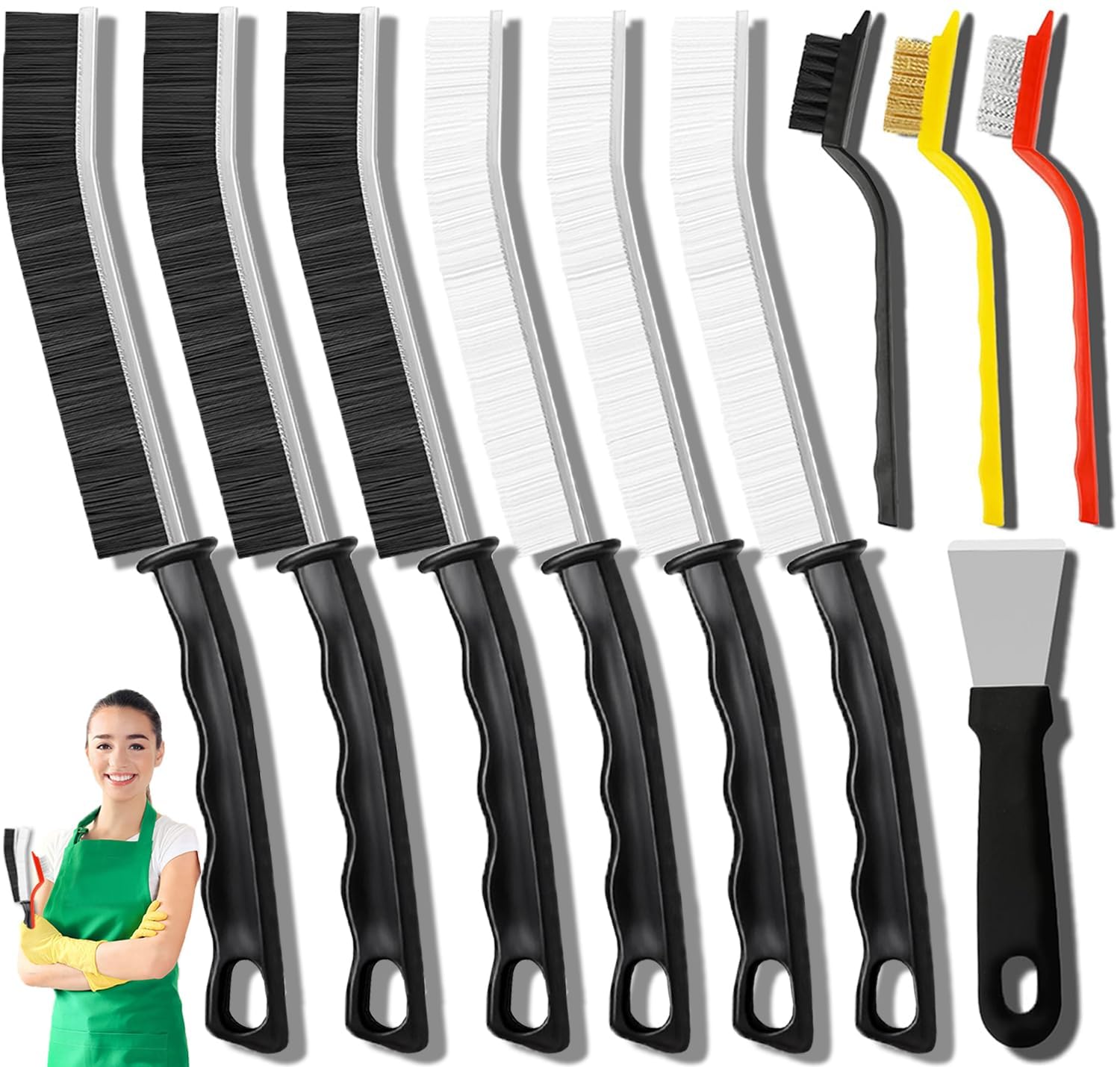 Sponsored Ad – 10Pcs Crevice Cleaning Brush Set with Scraper, Hard Bristle Cleaning Supplies for Kitchen, Bathroom, Corner, Sink, Cup, Teapot, Bottle