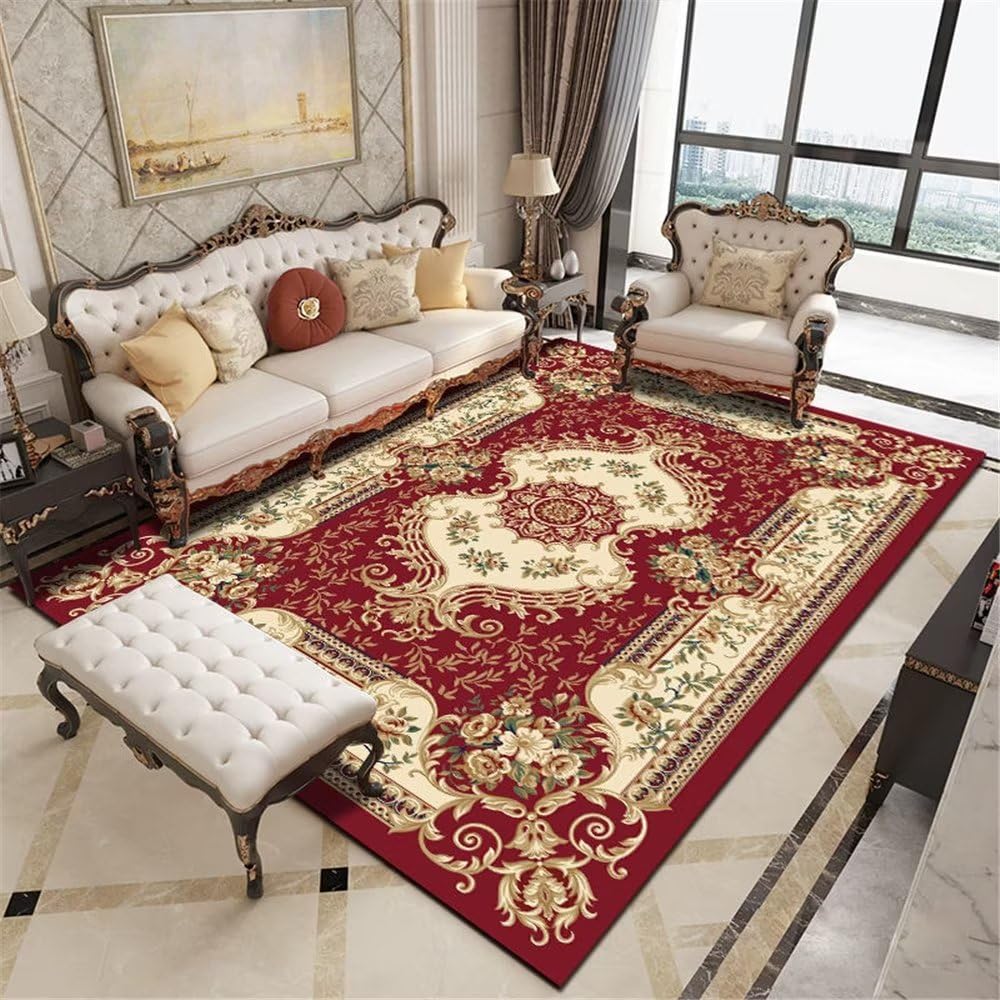 Tapis de style ethnique rouge 200x250cm pour déco de chambre et tapis de salon