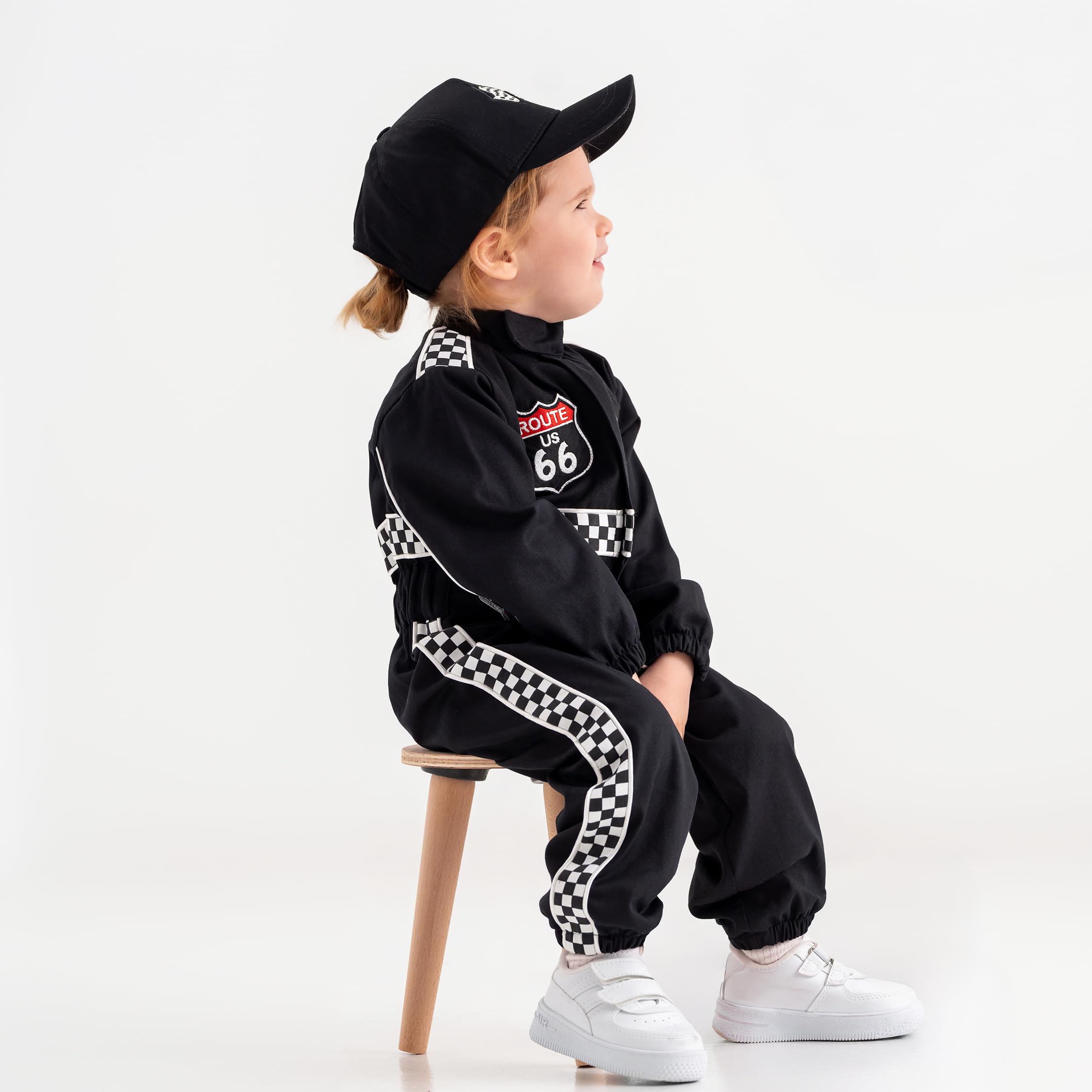 Costumes Club Personalized Handmade Race Car Driver Costume for Toddlers (2T, Black), 2 Years - Image 3