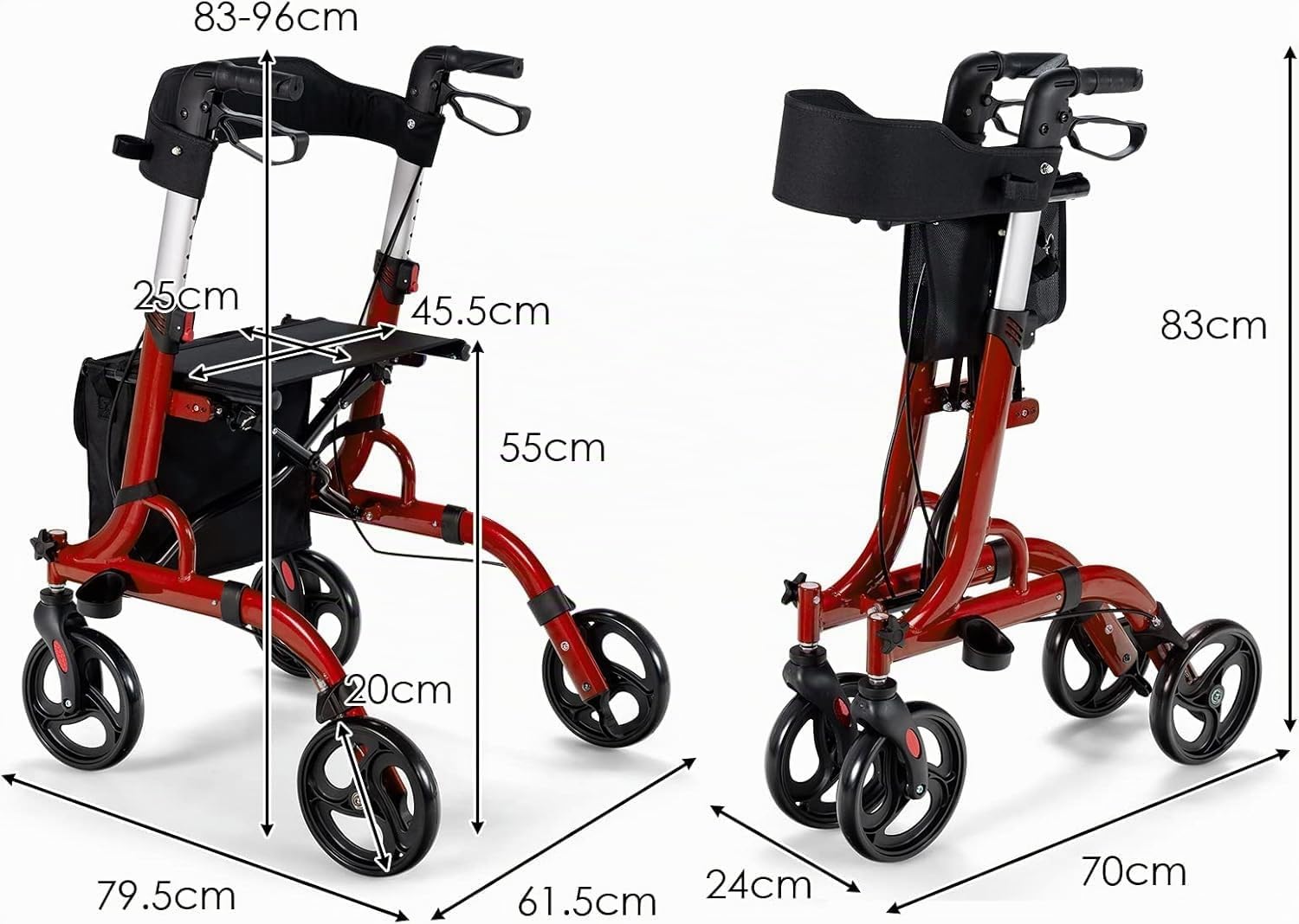 FANTASK Andador plegable y ligero con asiento, silla de descanso 2 en 1 y andador de viaje, 6 alturas de altura regulable