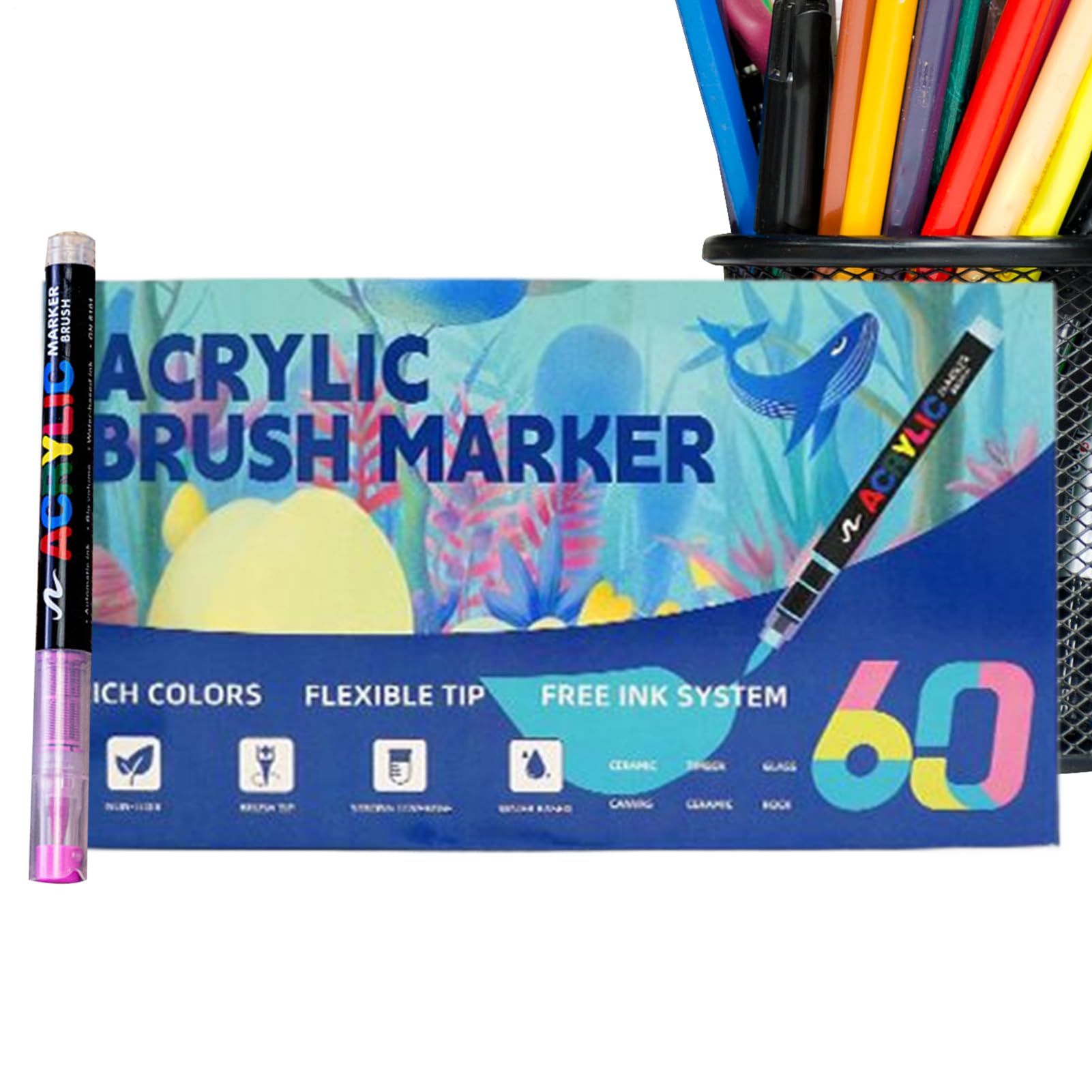 Akrylowe markery pędzlowe, ABS wielokolorowe, miękkie, warstwowe materiały artystyczne, zestaw markerów akrylowych, dla dzieci, dorosłych, na imprezę, do szkoły, biura, na urodziny