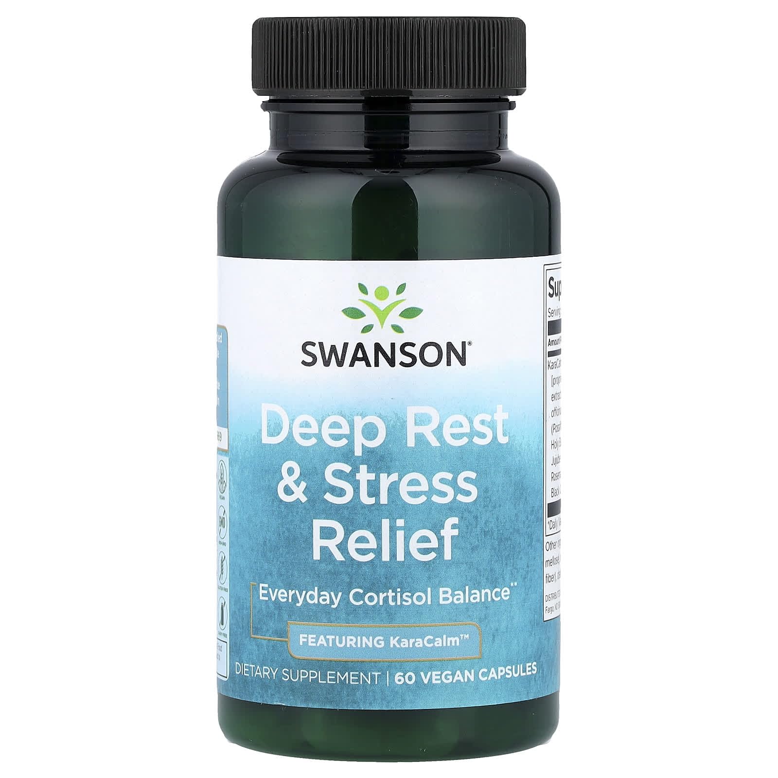 Swanson Deep Rest and Stress Relief, KaraCalm 500 mg, 60 Vegan Capsules