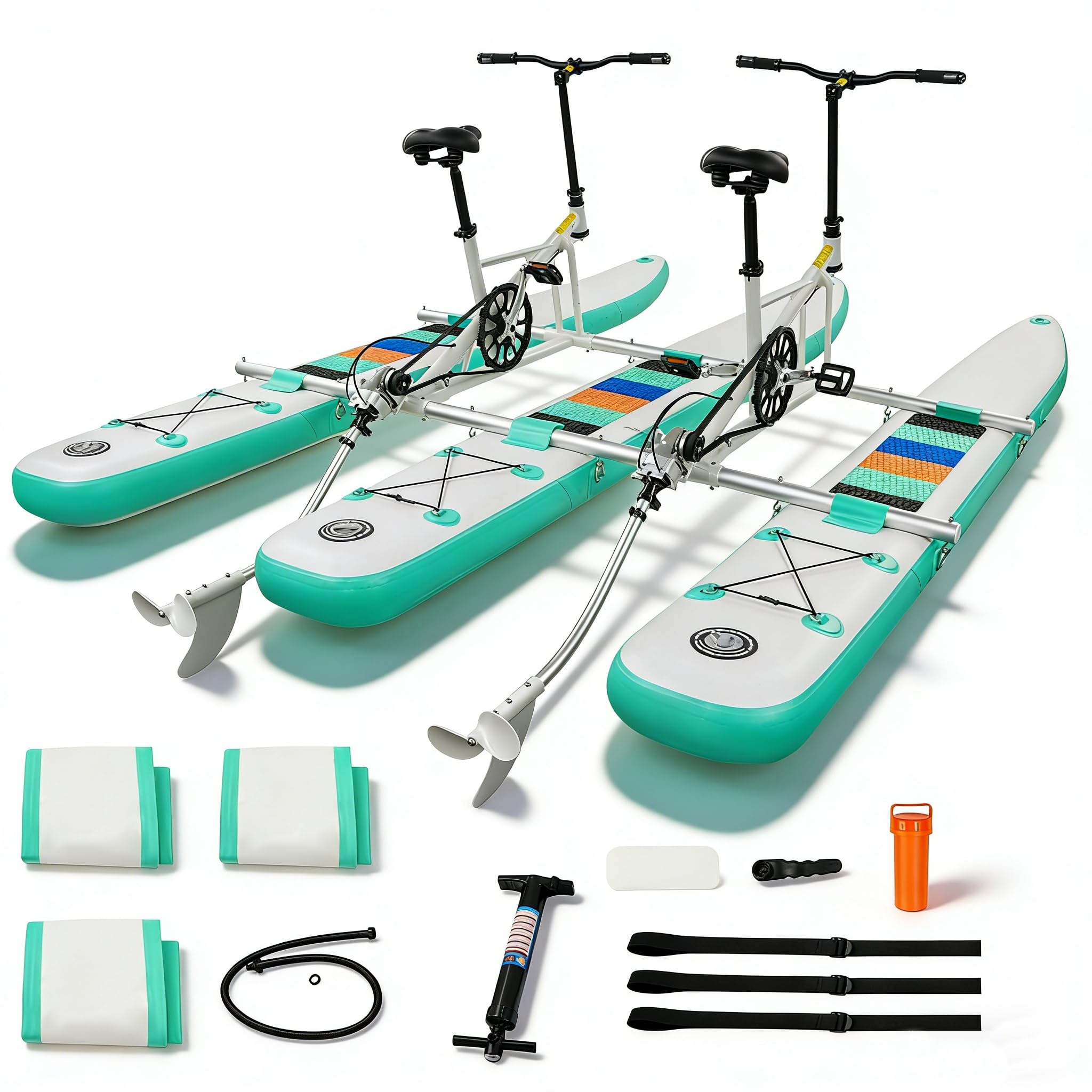 Tandem Water Bicycle with Inflation Pump Kit for Family Lakes & Oceans