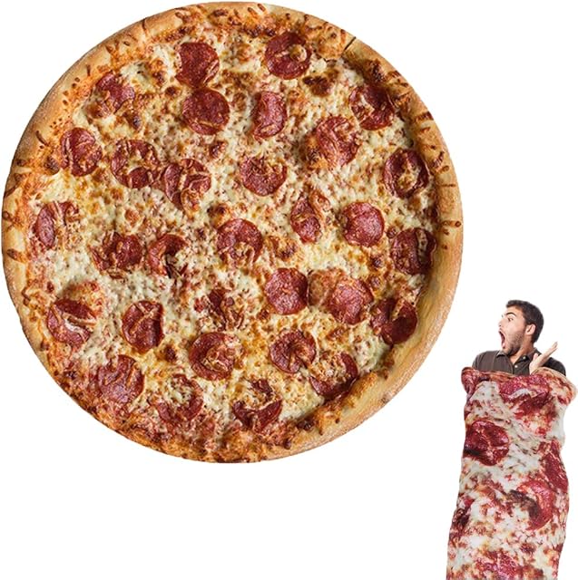 Wenosda Pizza Blanket Round Food Blanket Burrito Tortilla Blankets Wrap Beach Towel Carpet Rug Picnic Soft & Plush Cloak for Bedroom Sofa Outdoor Four Seasons (Pizza Style)