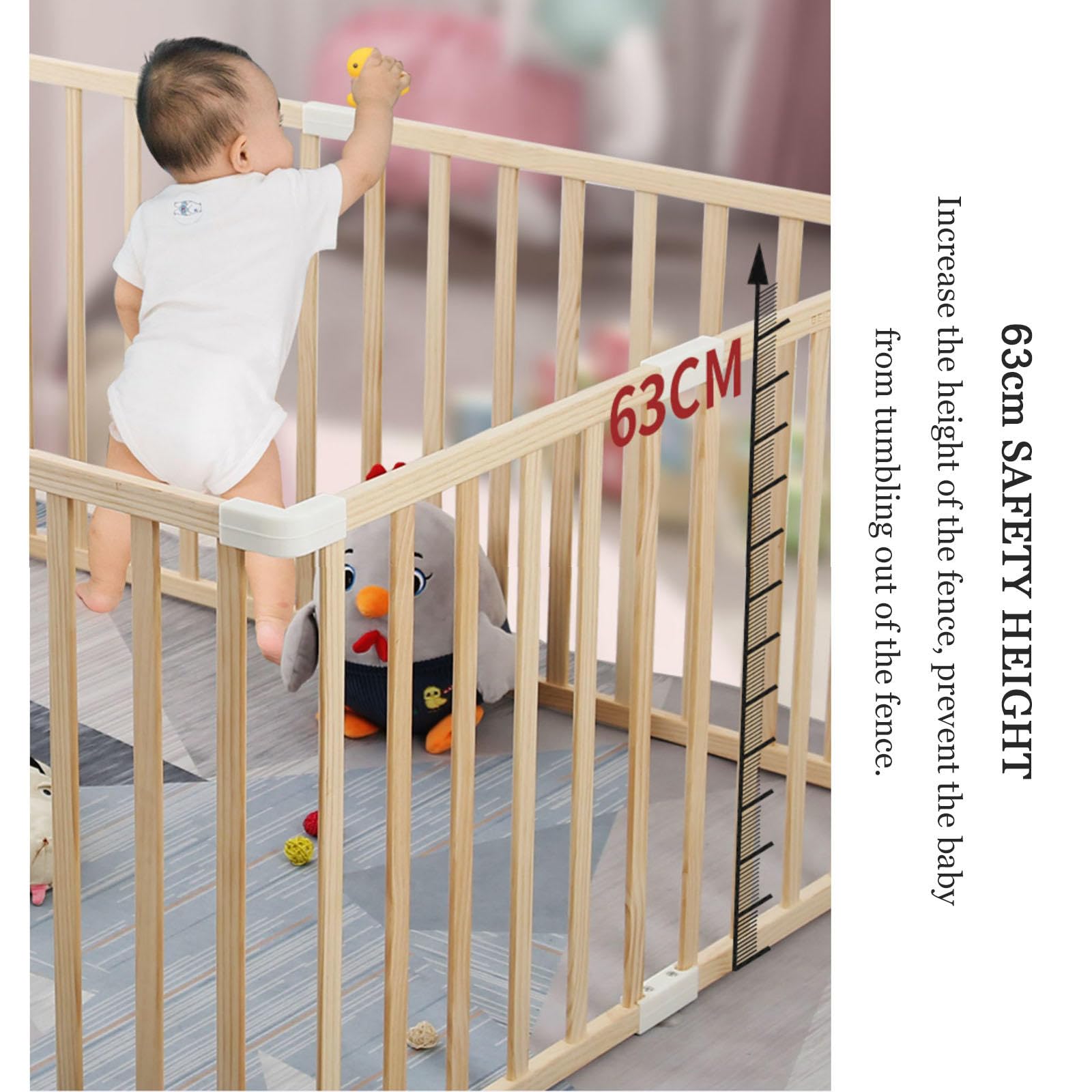 Box per Bambini in Legno, Grande Recinto per Bambini, Recinto per Centro attività per Bambini, Parco Giochi di Sicurezza per Neonati, Box Bambini Pieghevole/Portatile,110x110cm