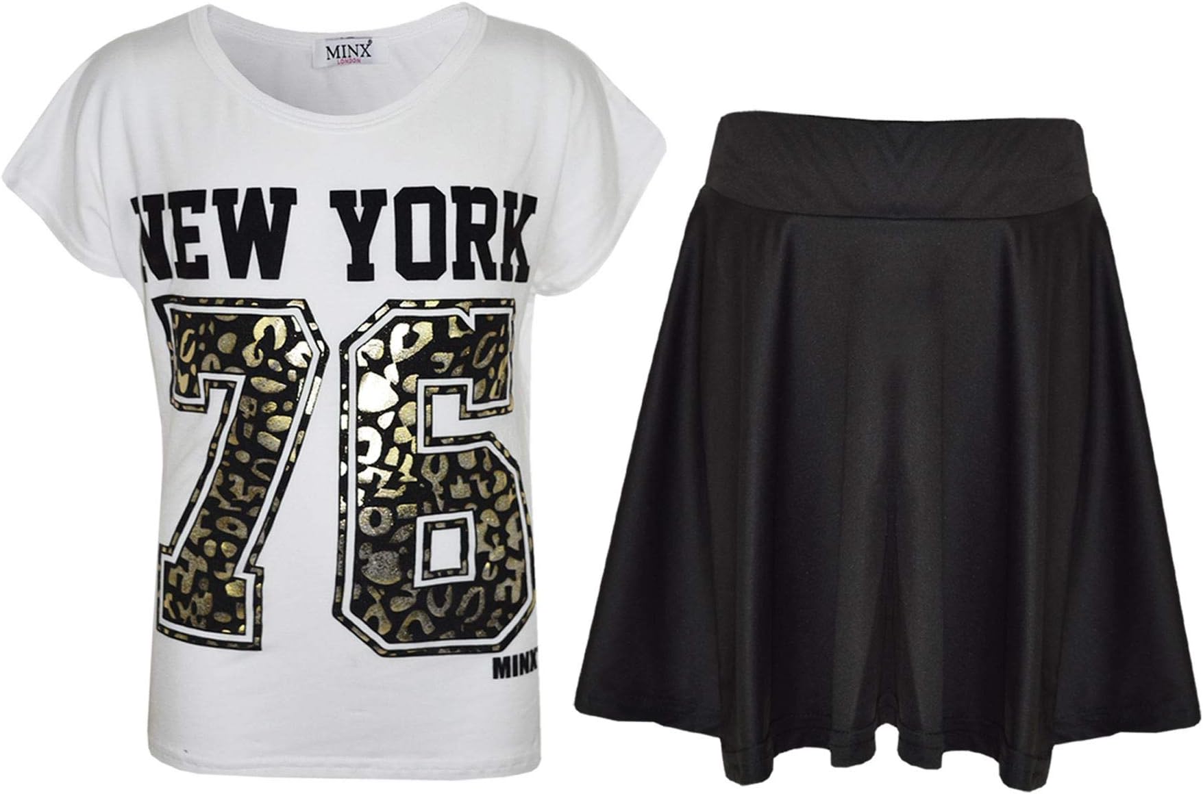 A2Z 4 Kids Girls T-Shirt and Skater Skirt Set Short Sleeve Top and Flared Skirt Outfit Stylish Summer Clothing for Kids Casual Matching Set for Holidays, Parties, Everyday Wear Age 5-13