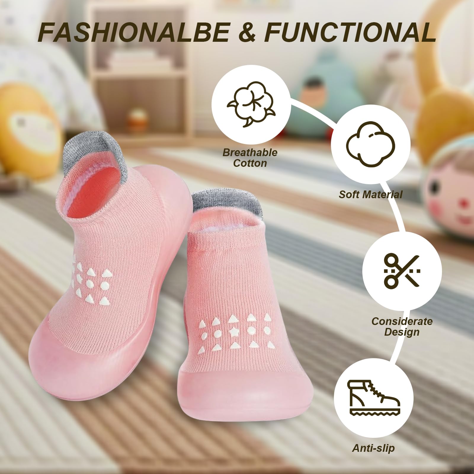 flintronic Scarpe per Primi Passi per Bambini, Sneakers con Suola Morbida Antiscivolo per Bambini, Scarpe da Passeggio per Neonati Traspiranti, Scarpe per Bambini con Suola in Gomma Morbida