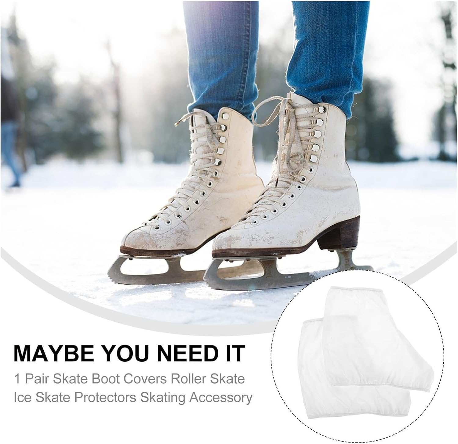 Figure Skate Boot Covers 1Pair Ice Skate Shoe Sleeve Stretchable Fabric Cover for Hockey Figure Skates Enhanced Ideal Fit Skating Boot Covers