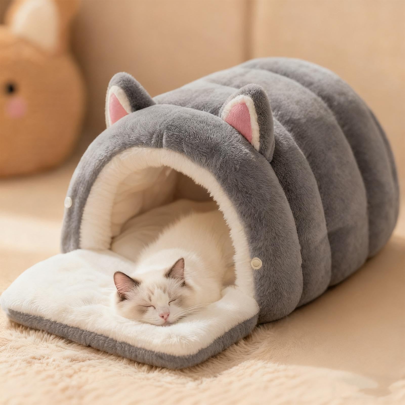 Cama para Gatos - Escondite Para Mascotas De Invierno Con Forma De Cupula - Casa Plegable Para Gatos Y Mascotas,Para Cachorro Y Otras En El Interior Dormitorio Balcón Residencia Y Apartamento