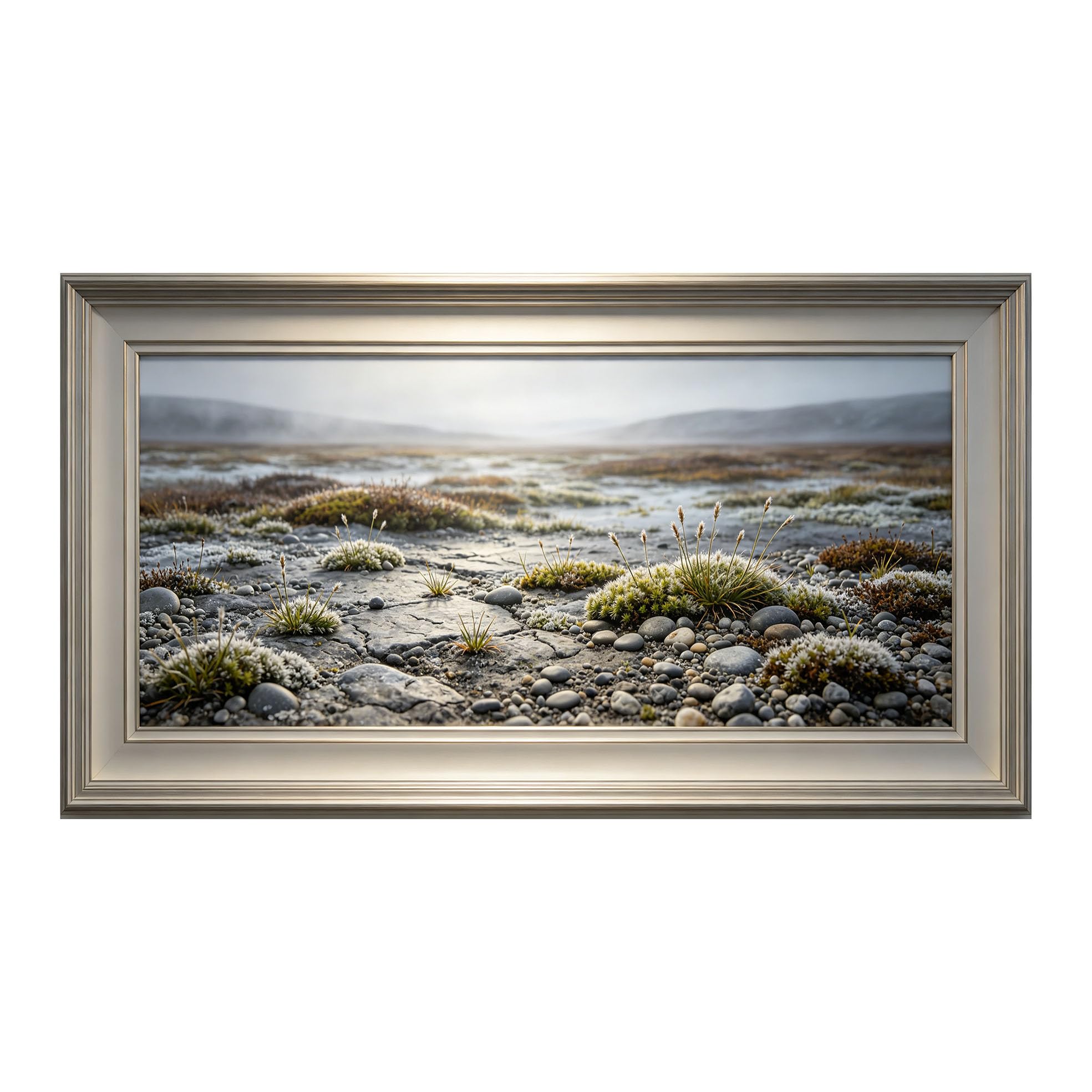 Yzpallescene 3D Framed Wall Art 50cm×100cm Tundra Alpine Meadow Panoramic Realistic Nature Landscape Large Size SelfAdhesive Removable Wall Decor Prints Artwork for Living Room Bedroom Office