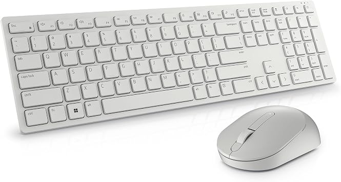 Dell Pro Keyboard and Mouse - KM5221W - US English - White - USB Plunger Wireless RF 2.40 GHz Keyboard - English Canada - White - USB Wireless RF Mouse - Optical - 4000 dpi - Scroll Wheel - Volume