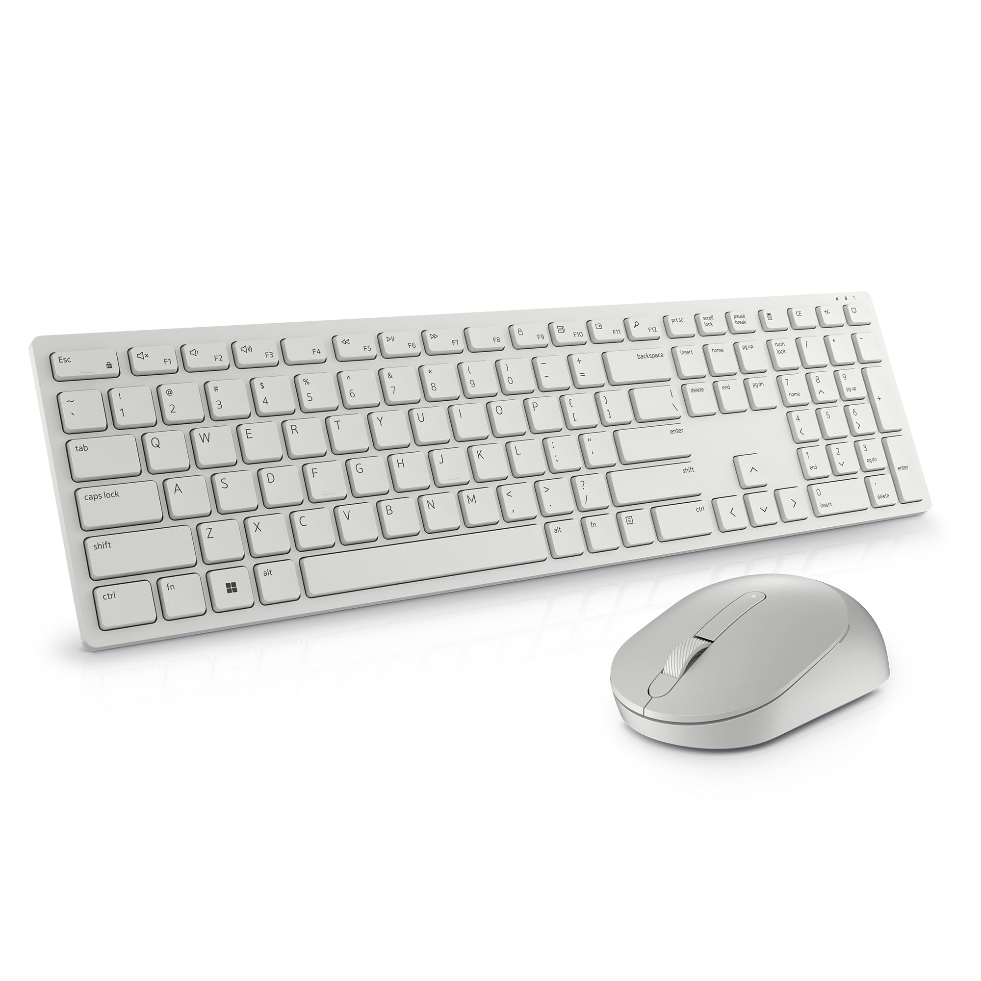 Dell Pro Keyboard and Mouse KM5221W - Wireless, 2.4 GHz Interface, USB wireless receiver, Volume, Mute Hot Keys, 3 Mouse Buttons, US English, 3-Years Advanced Exchange Service - White