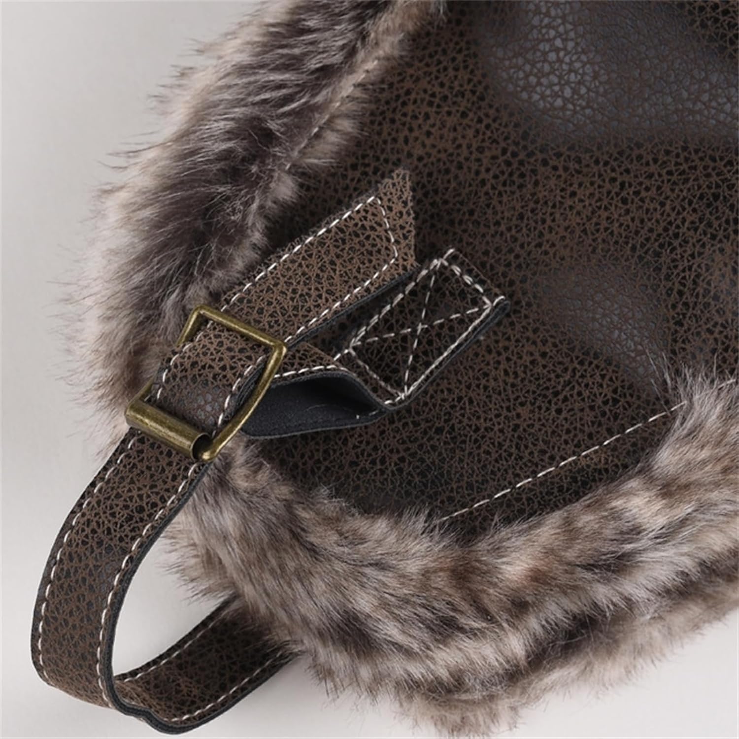 Men's Leather Winter Trapper Hat, Windproof Ski Cap with Ear Protection for Outdoor Activities