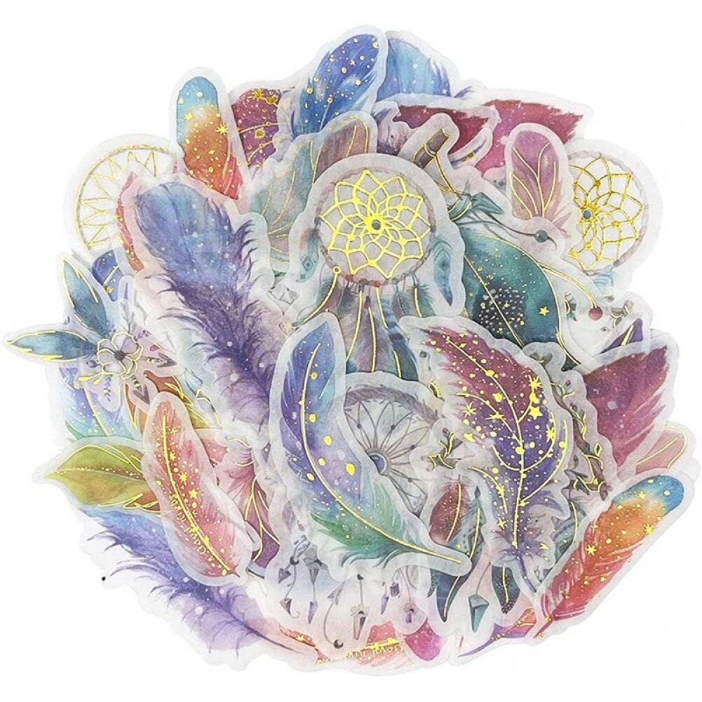 Lpitoy As Shown Scrapbook Stickers 60Pcs Washi Feather Dreamcatcher Stickers Self Adhesive Decorative Stickers For Album Notebook Journal Card