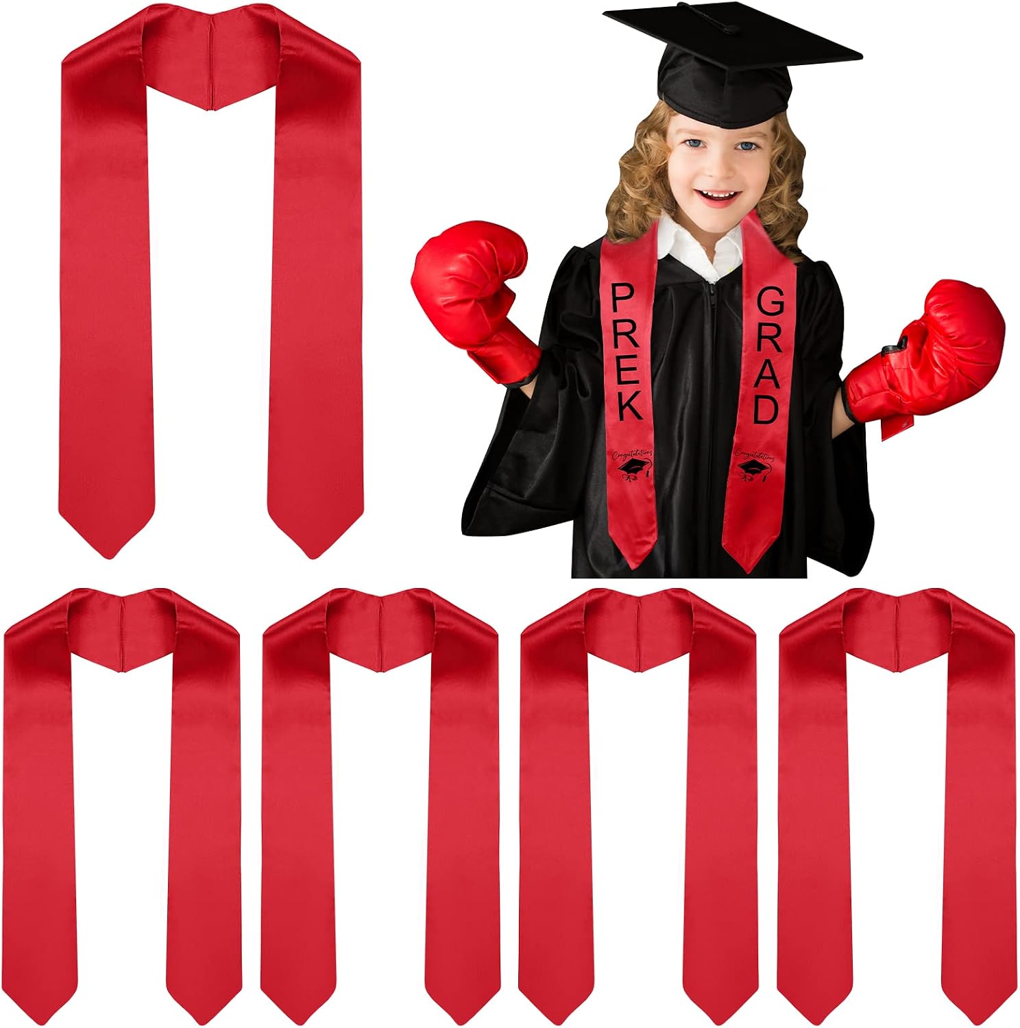 Hanaive 45 Inch Unisex Preschool Graduation Stole Kindergarten Plain Graduation Sash for Kids Graduation