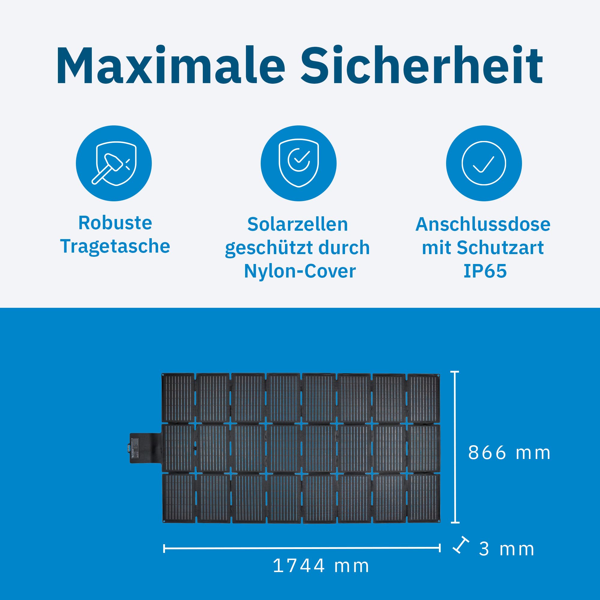 ECTIVE - Solarpanel faltbar MSP 216 SunGrid – Klappbares Solarmodul 216W mit USB-A & -C Anschlüssen - Tragbare Solartasche mit Kabel für BlackBox/AccuBox – Für Camping, Wohnmobil, Outdoor & Festival