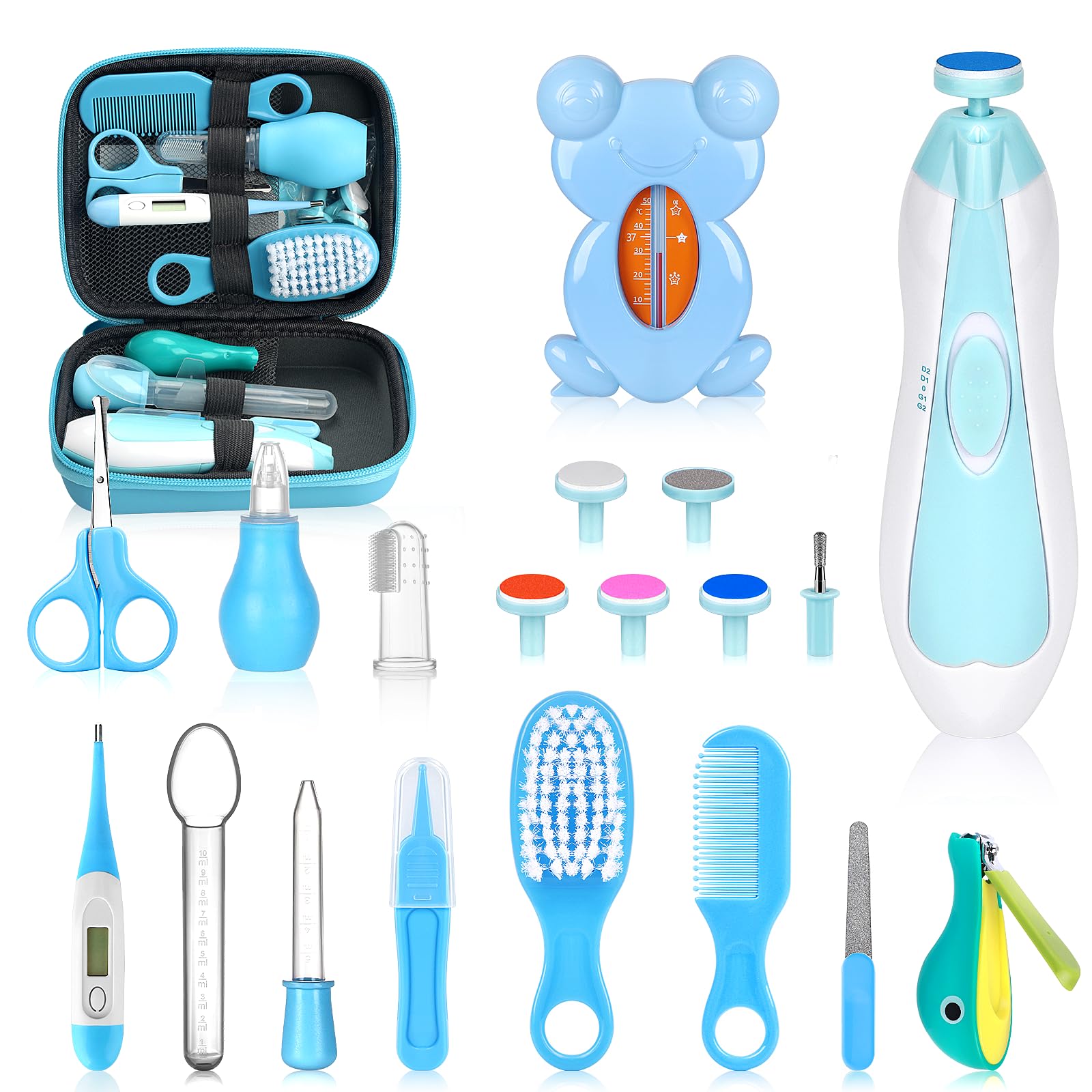 Baby Healthcare and Grooming Kit, Portable Baby Safety Care Set, Baby Essentials kit for Newborn (Blue 26 in 1)