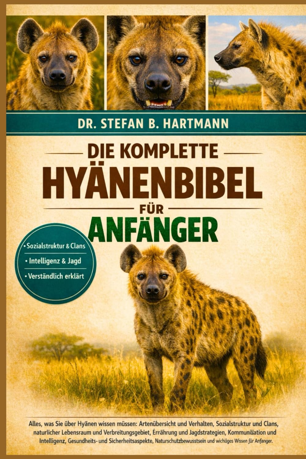 DIE KOMPLETTE HYÄNENBIBEL FÜR ANFÄNGER: Alles, was Sie über Hyänen wissen müssen: Artenübersicht und Verhalten, Sozialstruktur und Clans, natürlicher ... wichtiges Wissen für Anfänger und Liebhaber.