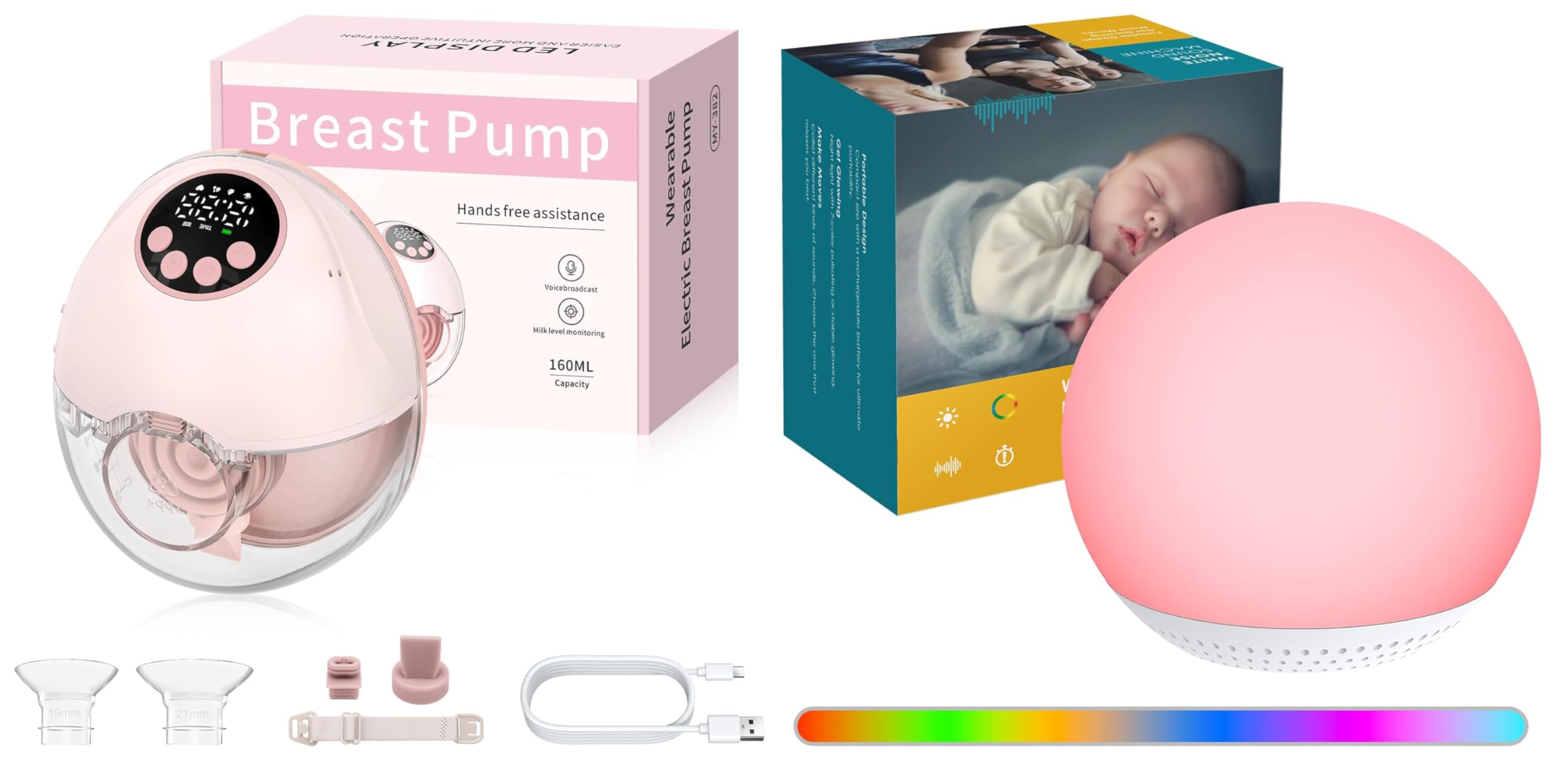 Weißes Rauschen Maschine für Babys + Elektrische Brustpumpe Tragbare