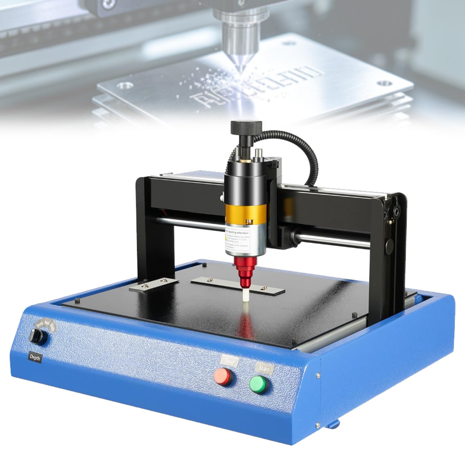 Pvxa Desktop Nameplate Tag Marking Tool, 50mm/s Electric Metal Marking Machine, Steel Plate Engraving Machine, for Mark Fixed Character Serial Number 300 * 200mm