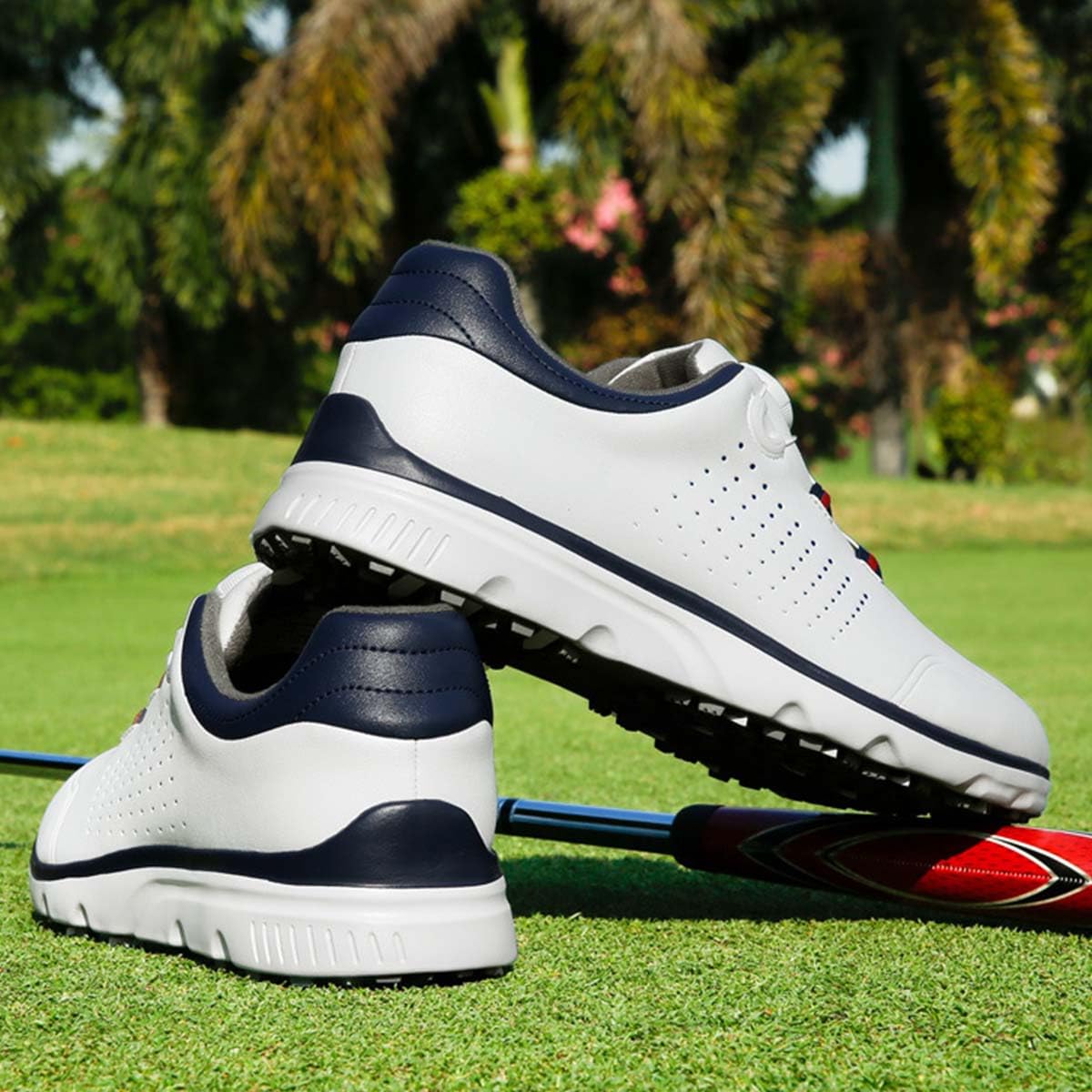 Zapatos de Golf de Cuero sin Clavos Impermeables para Hombre
