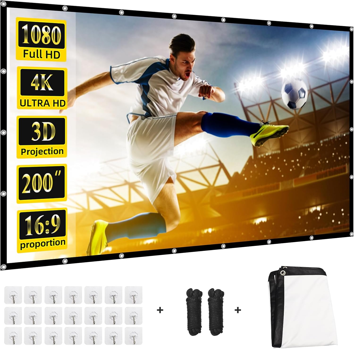 200 inch Projector Screen,DUYIKJ Outdoor Large Projector Screen, Portable 16:9 4K HD Rear Front Projection Movie Screen for Home Theater,Large Commercial Performance