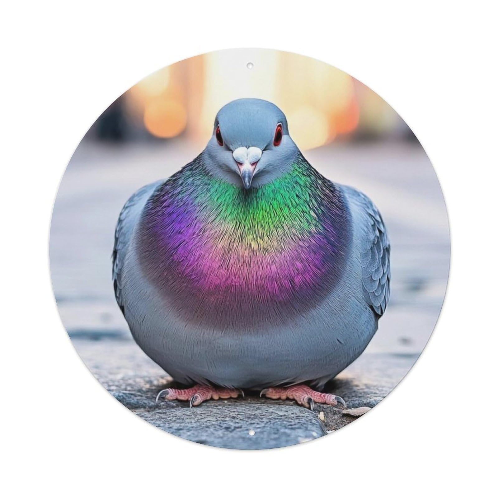 Animal Artwork Pigeons on The Roadside Metal Tin Sign