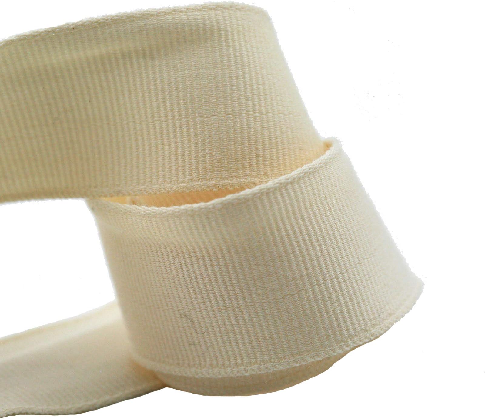 Combed Organic Cotton Grosgrain Ribbon, Raw White, 1/2 inch x 27.4 yd (13mm x 25m)