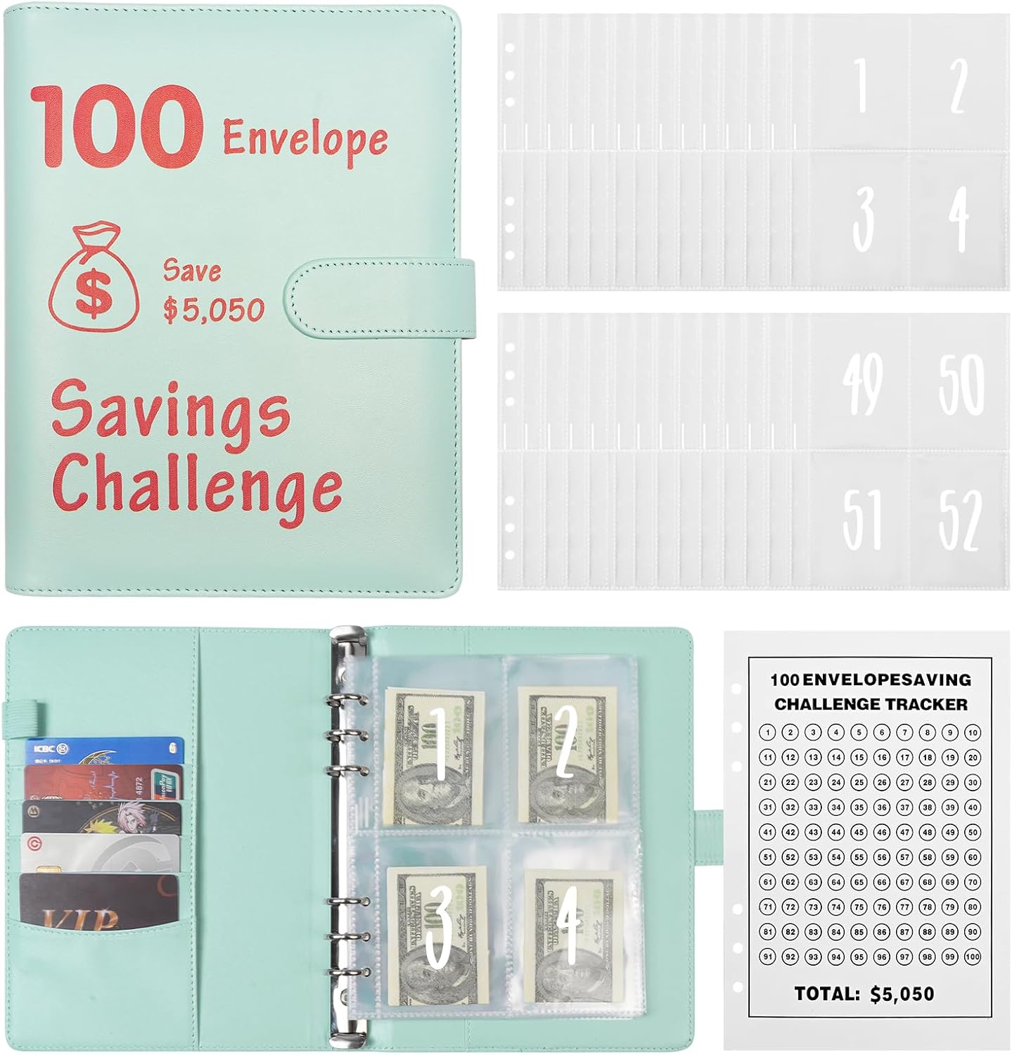 100 Envelopes Money Saving Challenge Binder with100
