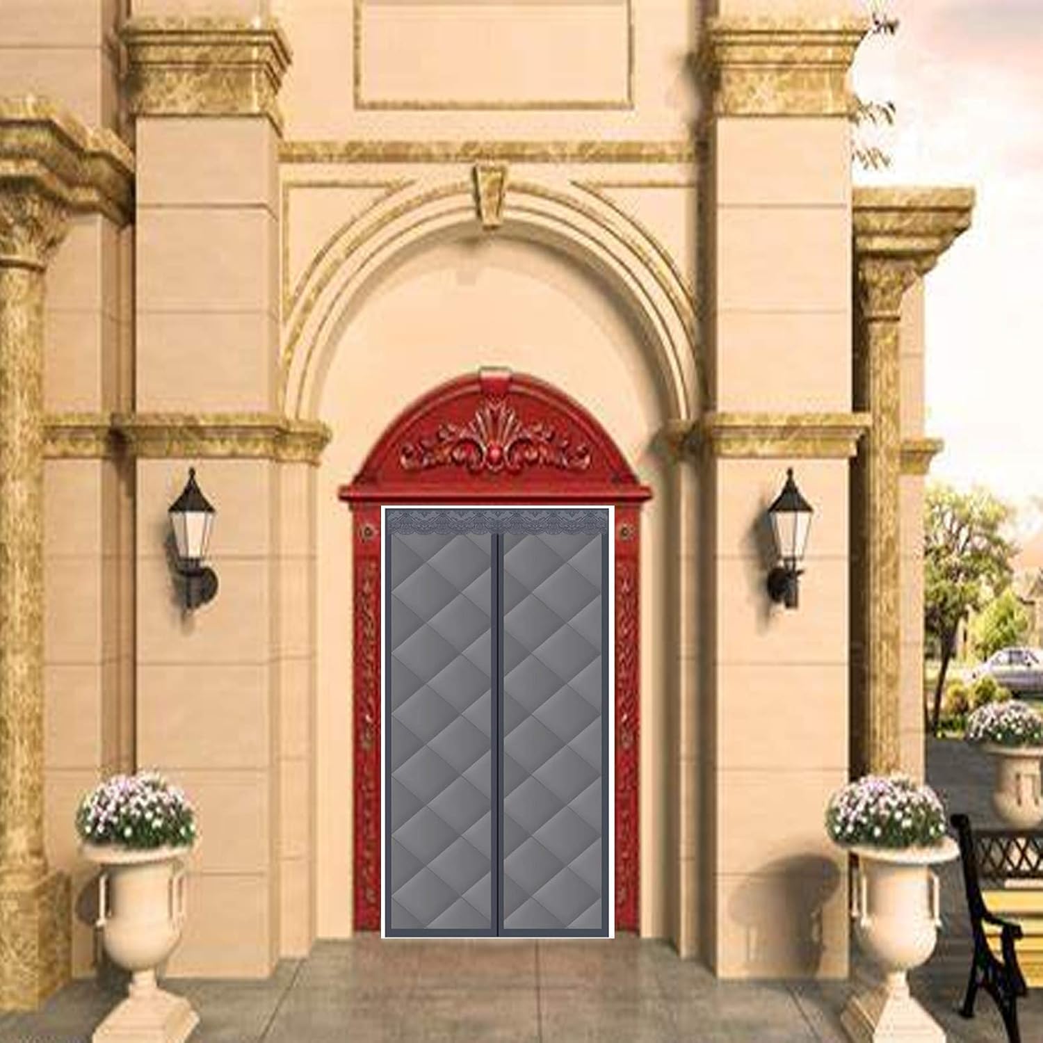 磁気スクリーンドア、絶縁磁気ドアカーテン防風耐寒性冬用防水コットンカーテンバルコニー引き戸用リビングルームパティオドア