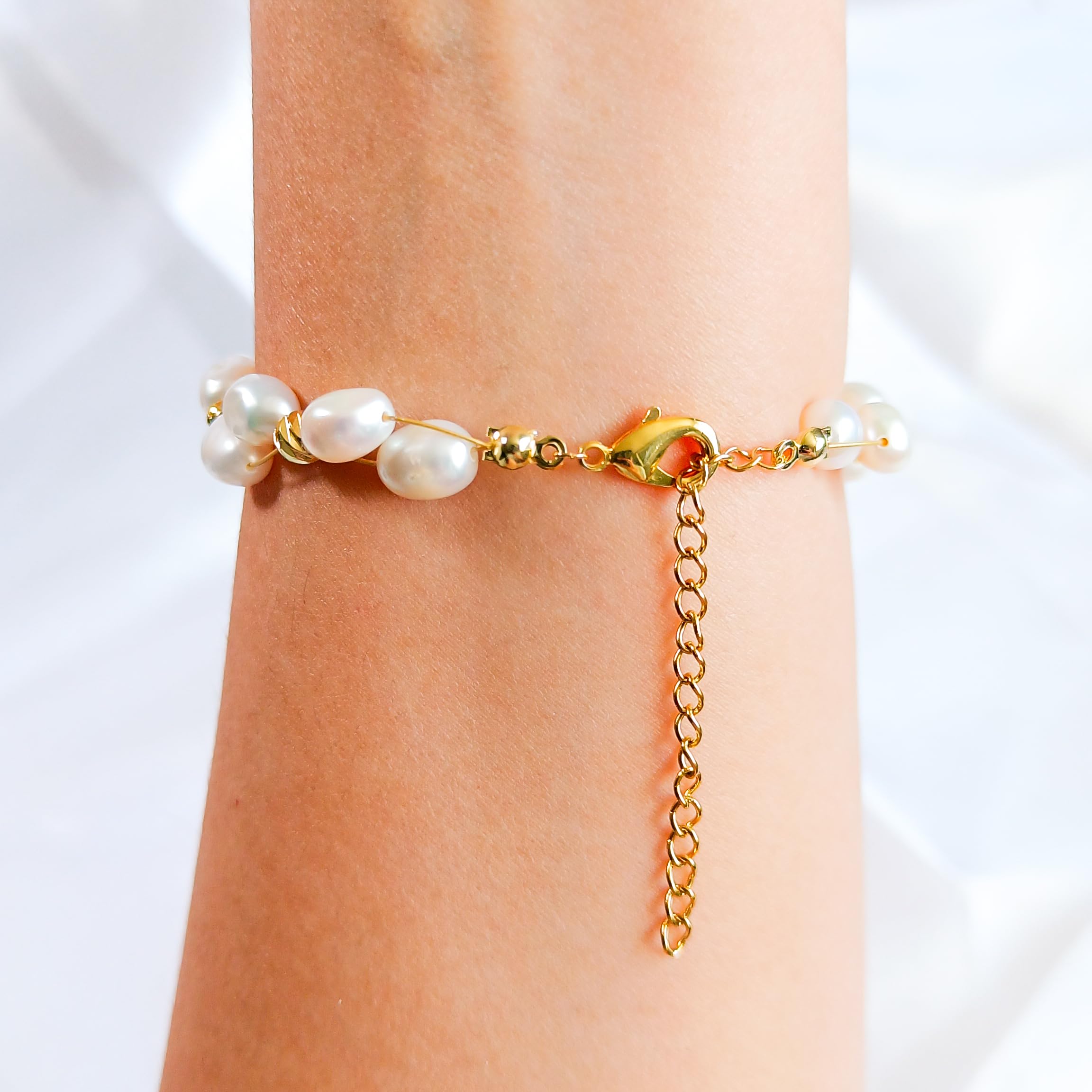 Bracelet Perles Baroques Authentiques et Perles Plaquées Or - Élégance Moderne pour Toutes les Occasions