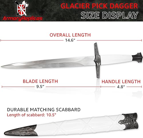 Miniatura 10 de Armory Replicas - Expedition of Faith - Daga medieval de acero inoxidable - Cuchillo de recreación de caballero cruzado templario para disfraz de