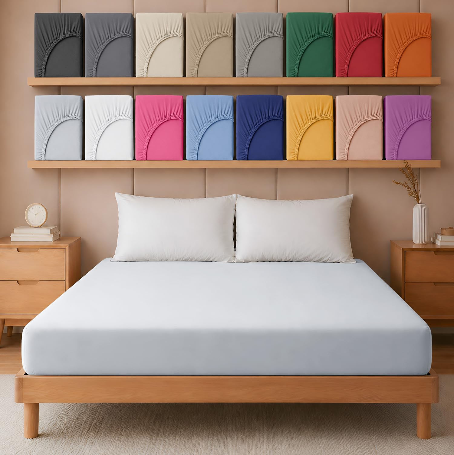 Hafaa Silver Single Fitted Sheet – Easy Care 25 Cm Deep Brushed Microfibre Elastic Fitted Bed Sheets- Shrinkage And Fade Resistant (91 X 191 Cm)
