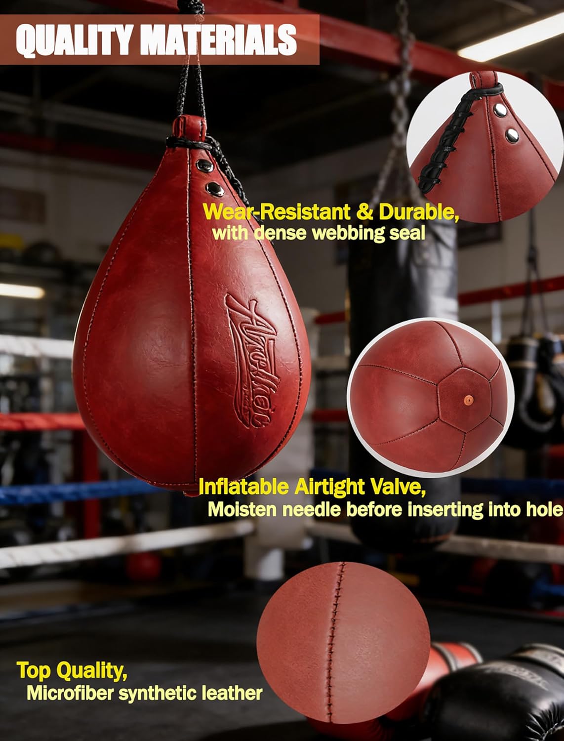 Boxing Speed Punching Bag MMA Training Speed Ball Hanging Swivel Reflex Bag Equipment Workout Kicking Martial Arts Home Gym Exercise Speedball - Image 4