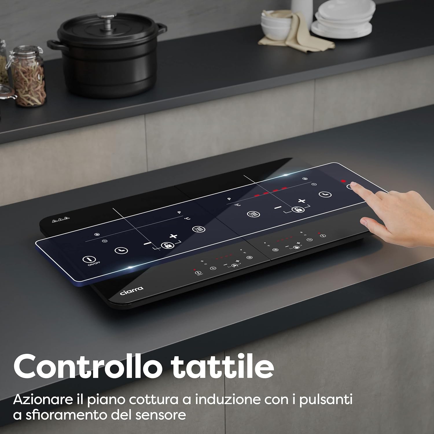 CIARRA CBTIH2 Doppio Piano Cottura a Induzione 3500 W Piastra Induzione 9 Livelli Pannello Controllo Touch Interruttore Sicurezza Multiplo Timer Automatico Blocco Bambini Nero CIARRA CBTIH2 Doppio Piano Cottura a Induzione 3500 W Piastra Induzione 9 Livelli Pannello Controllo Touch Interruttore Sicurezza Multiplo Timer Automatico Blocco Bambini Nero