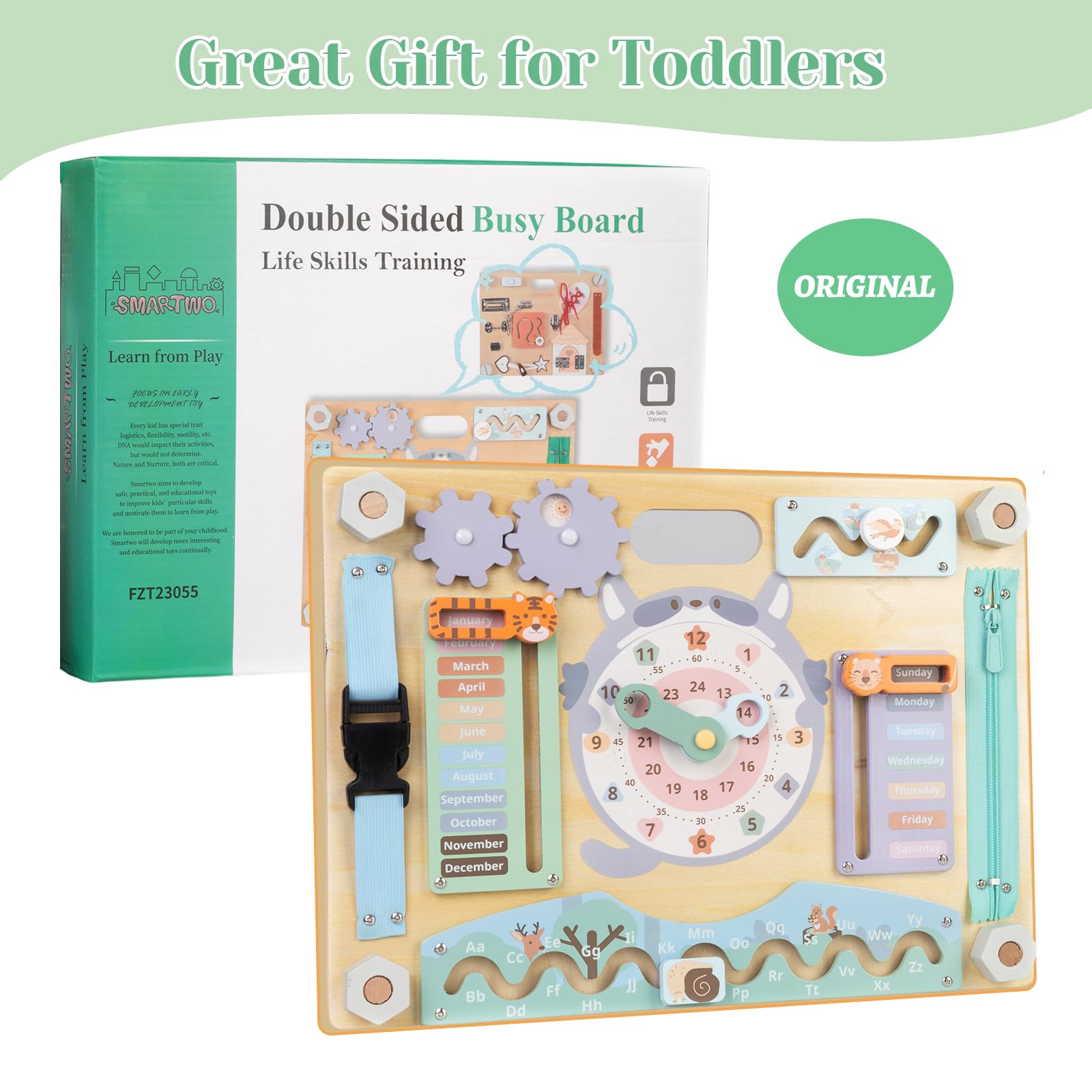 Tavola Montessori in Legno, Busy Board per Bambini 3 4 5 Anni, Pannello Sensoriale Montessoriana Bifacciale con 20 attività, Giochi Educativi, Giocattoli Viaggio, Regalo Bambini Bambina