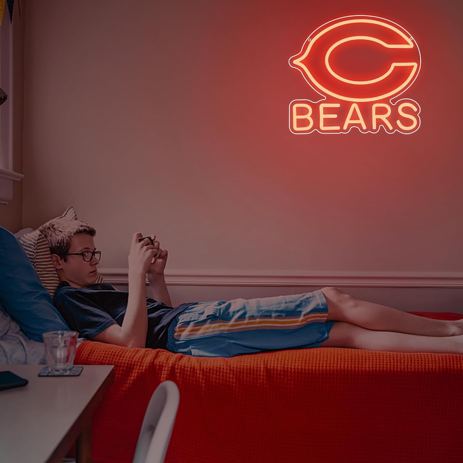 Football Neon Sign for Wall Decor Football Team Neon Light for Man Cave Birthday Gifts for Rugby Fans Dimmable Orange Led Light Up Sign for Party Club Bar Dorm Size12.2 * 13.5In(ZYLD115) - Image 6