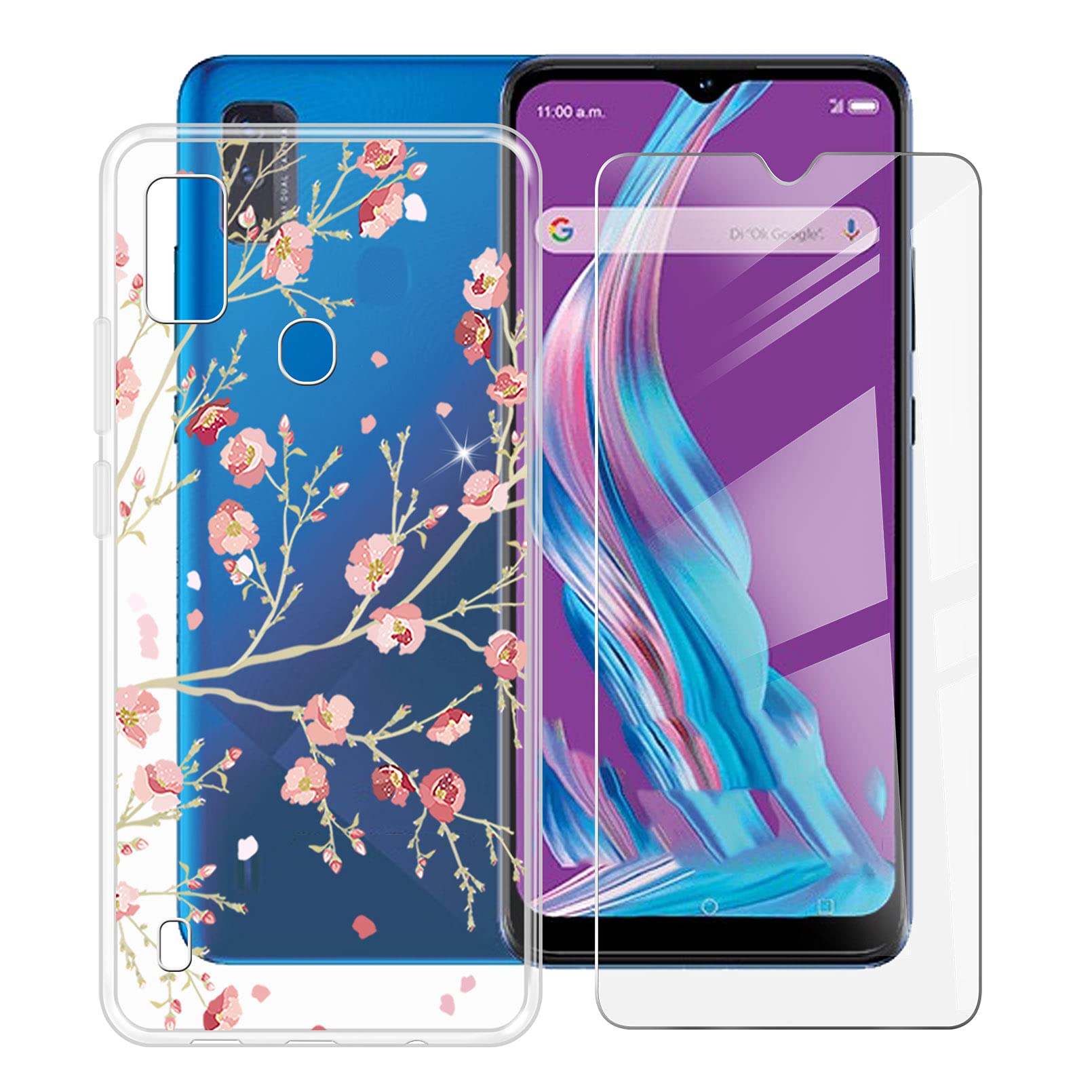 KJYF Custodia + Vetro Temperato Pellicola Protettiva per ZTE Blade A51