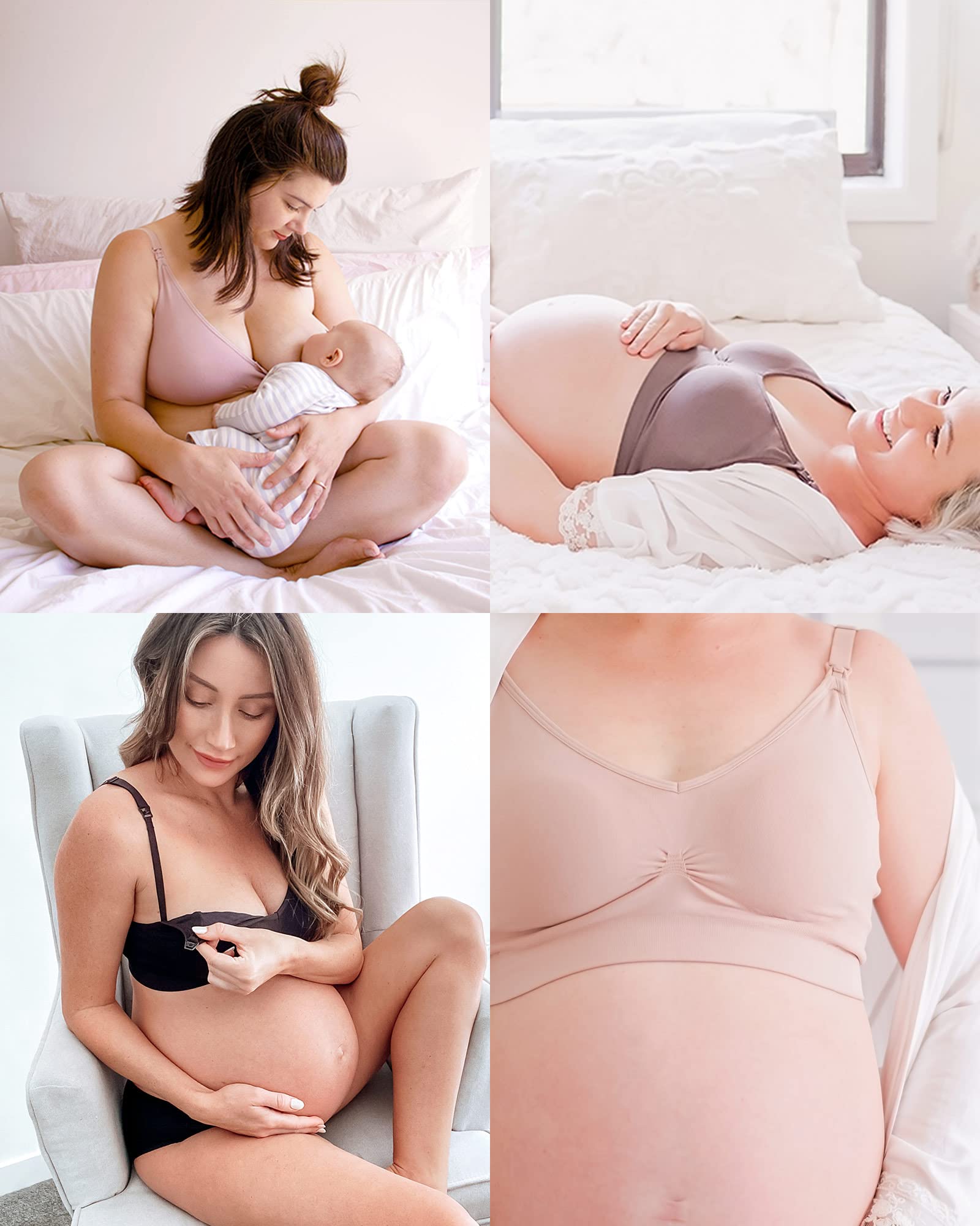 Mamaway Breezy, reggiseno senza cuciture per allattamento senza fili, con imbottitura fissa, inodore, elastico per gravidanza, allattamento