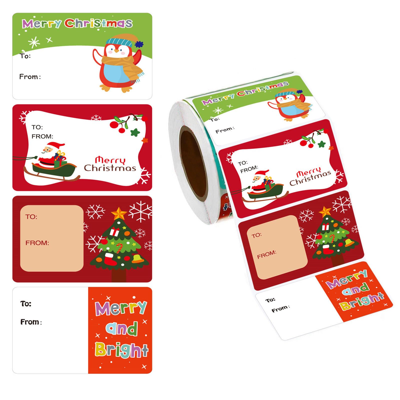 500Pcs Christmas Decorative Sticker 5x3.8cm Adhesive Wrapping Label for Seal Envelope Card Holiday Present Packaging Gift Wrapping Labels