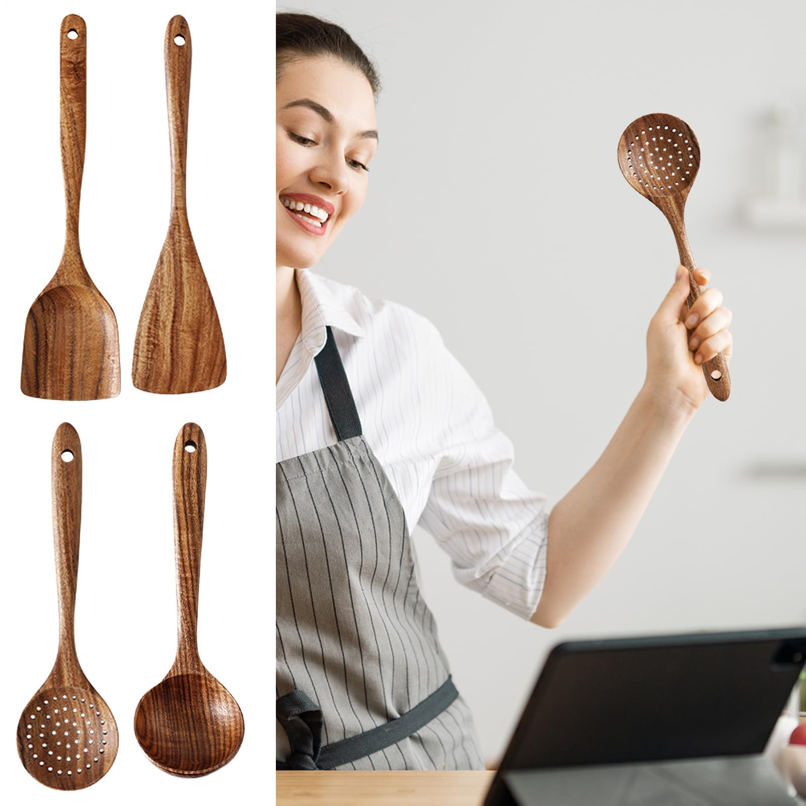 Cucchiaio in legno – Cucchiaio da portata | Cucchiaio con manico lungo