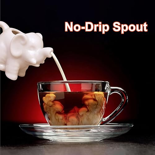 Miniatura 3 de HIC Kitchen Mini crema de elefante con asa porcelana blanca fina 2 onzas