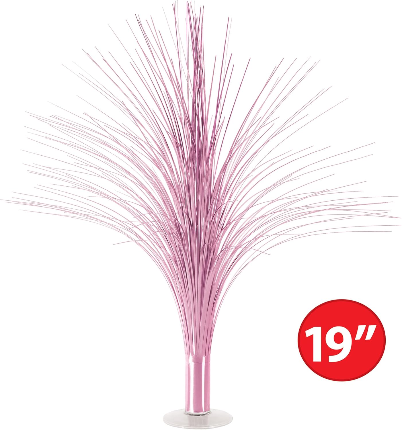 Beistle Pink Metallic Spray Centerpieces – 3-Pack Tinsel Burst Table Decorations with Clear Base for Baby Showers, Gender Reveals, Graduations, and Birthday Girl Celebrations, 19"