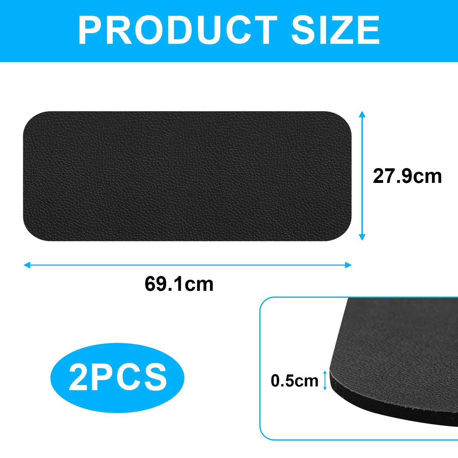 Tappeto Tapis Roulant PVC Spesso 6mm, 2 Pezzi Tappetino Rulli Bici Antiscivolo 28 x 70 cm - Attrezzature Sportive/Passeggio/Panca per Pesi/Cross Trainer/Cyclette, Tappeto per Tapis Roulant
