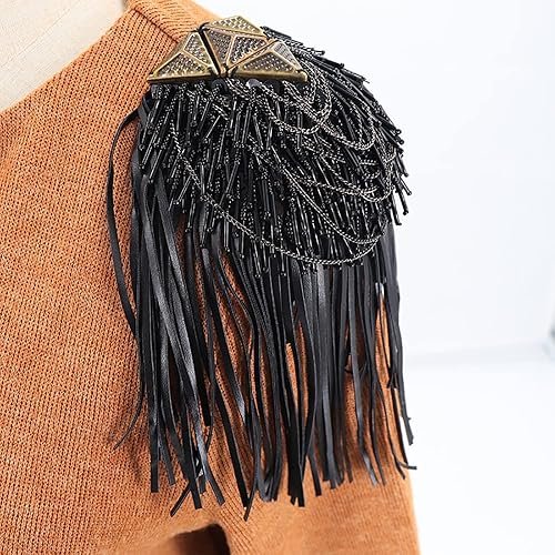 Miniatura 2 de Cuero borla hombro Epaulette insignia punk blazer hombro charreteras broche pin escenario Performace hombro accesorios para hombres y mujeres 2